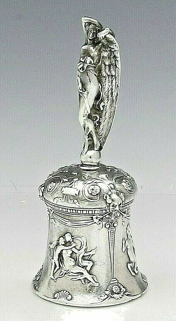Rare Gorham Figural Sterling Silver Table Bell Winged Angel