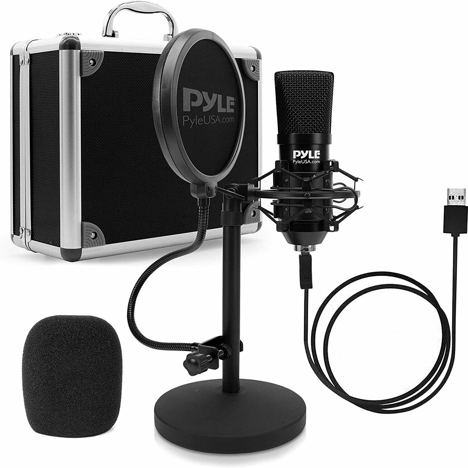 Pyle Pro Audio Recording Computer Microphone Kit With Travel Case (open Box)