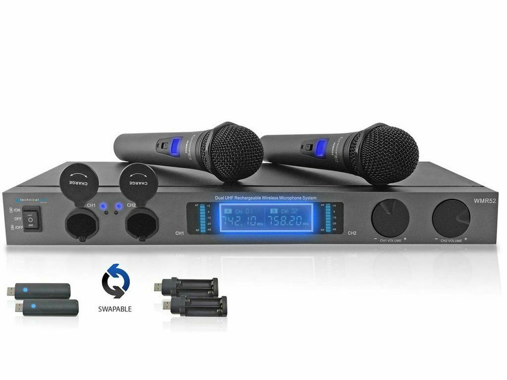 Technical Pro  Professional Rechargeable Dual Uhf Wireless Microphone System